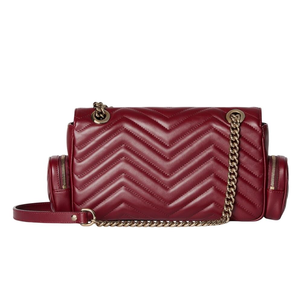 GUCCI GG Marmont Medium Rosso Ancora Red Leather Shoulder Bag RUNWAY PIECE NWT - Picture 3 of 5
